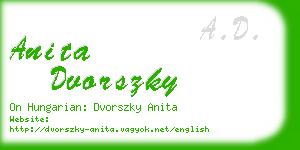 anita dvorszky business card